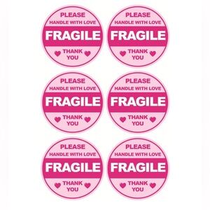 Pink Fragile Handle With Love Stickers (30)